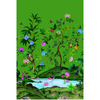 Myanmar Lagoon Mural - Moss Green