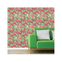 Flamingos in Tropical Leaves Global Fusion Wallpaper (Discontinued)